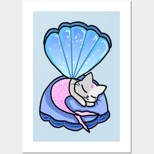 Mermaid Cat Posters and Art